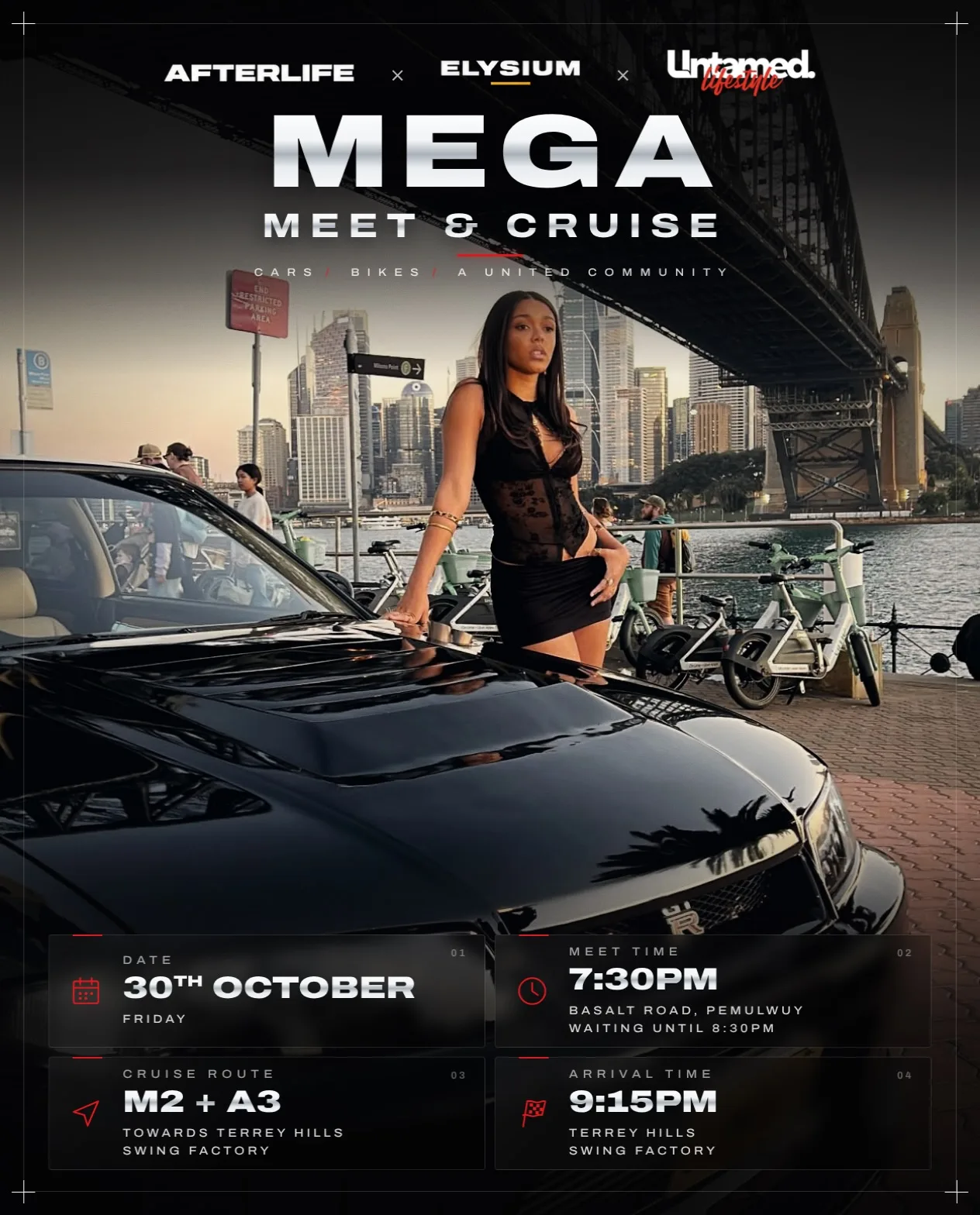 Flyer for Afterlife Mega Meet and Cruise